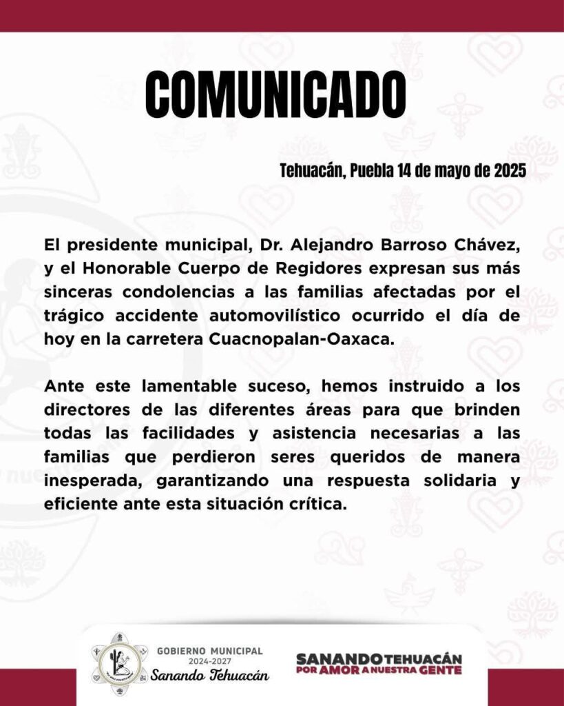 Publican lista de pasajeros en camioneta siniestrada en la Cuacnopalan-Oaxaca