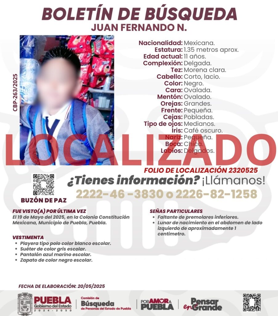 Localizan a menor reportado como desaparecido