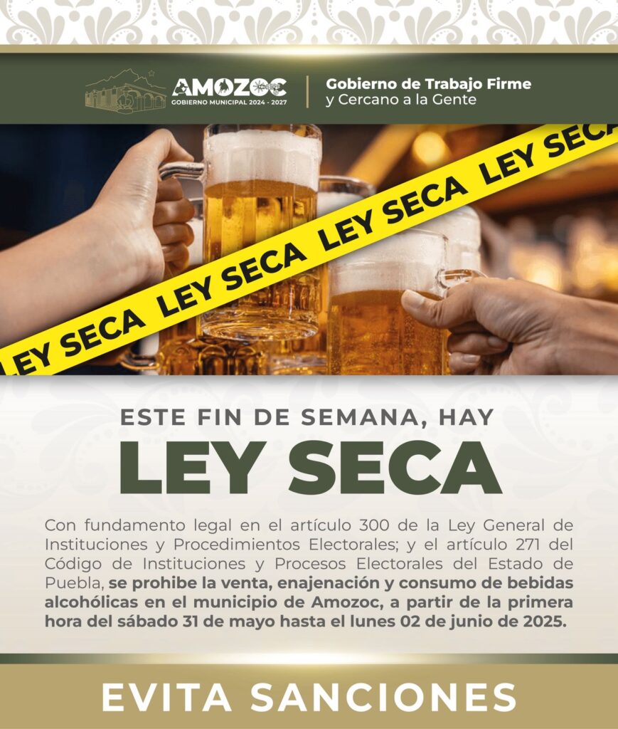 También en Amozoc habrá Ley Seca