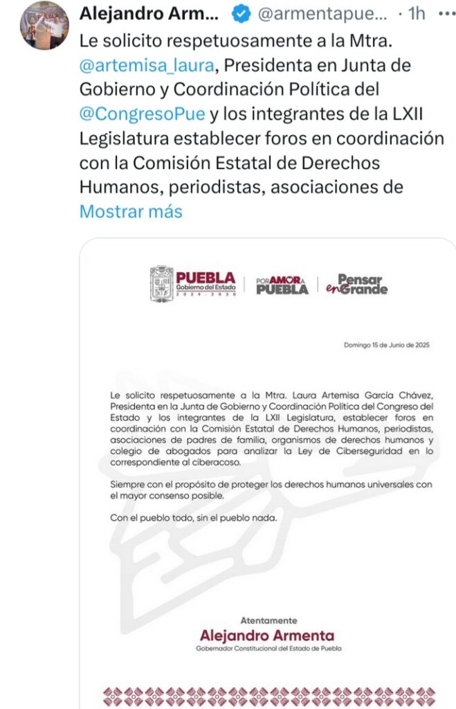 Consultar a la sociedad y corregir la ley de Ciberseguridad, pidió el gobernador Armenta a los diputados locales