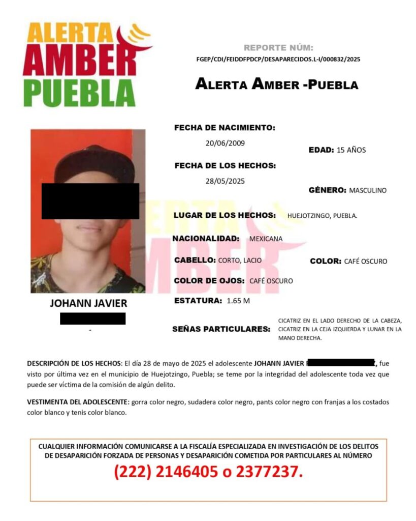 Joven de 15 años, el embolsado ayer en Huejotzingo