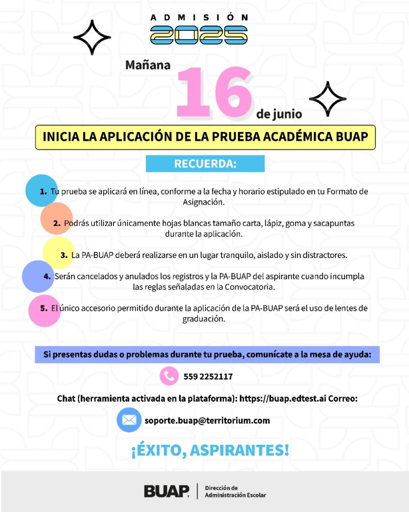 La BUAP inicia examen de admisión este lunes