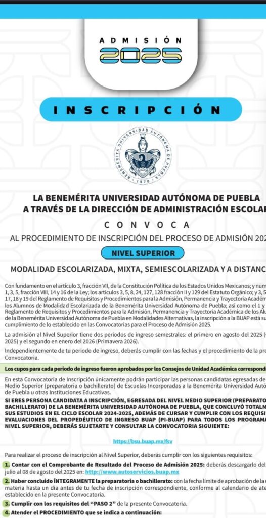 Inicia proceso de inscripción en la BUAP