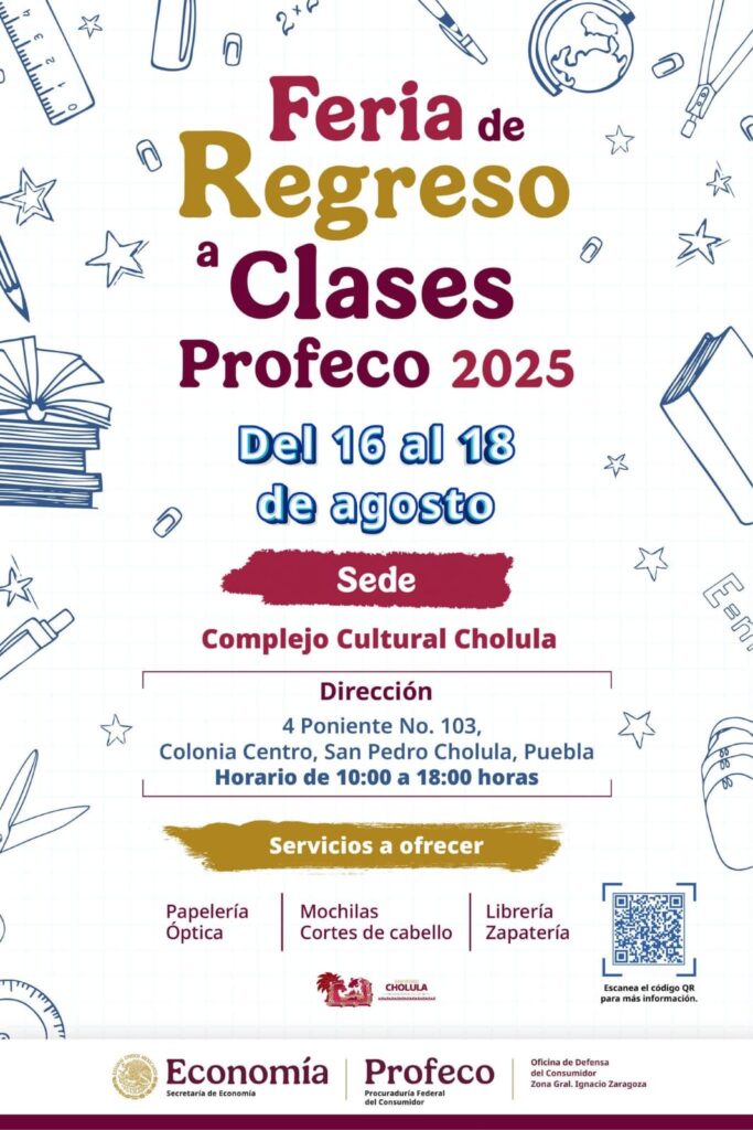 ¡Acude a la feria del regreso a clases en San Pedro Cholula el próximo fin!