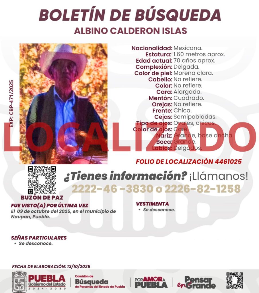 Localizan sin vida a Albino Calderón Islas en Naupan
