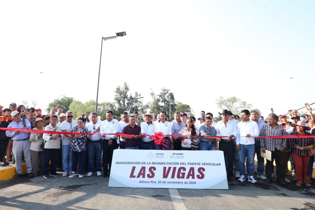 En Atlixco, Ariadna Ayala entregó rehabilitación del puente Las Vigas