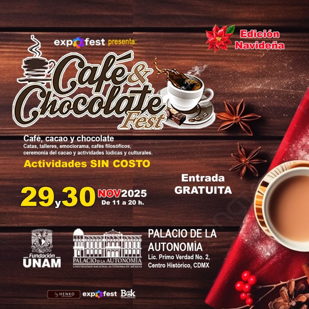 Vive la Magia del Café & Chocolate Fest – Edición Navideña, este 29 y 30 de noviembre en el Palacio de la Autonomía