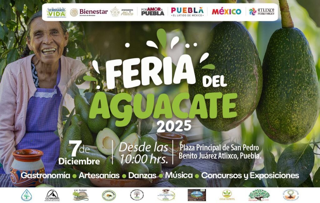 En Atlixco, ¡acude a la Feria del Aguacate este 7 de diciembre!