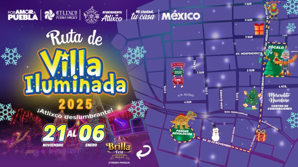 Conoce la ruta de la Villa Iluminada Atlixco 2025