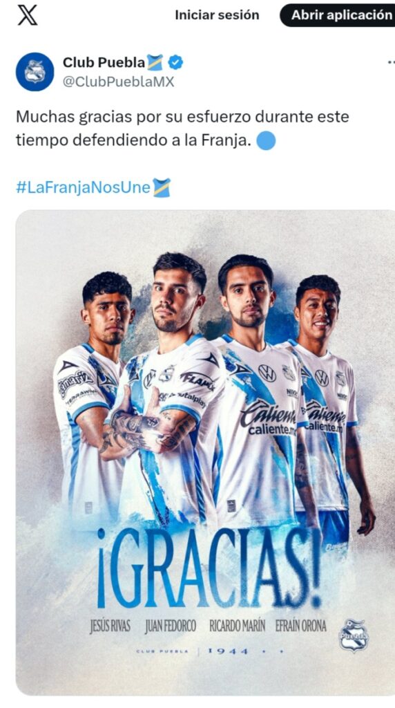 Puebla FC anuncia sus primeras 4 bajas para el próximo torneo