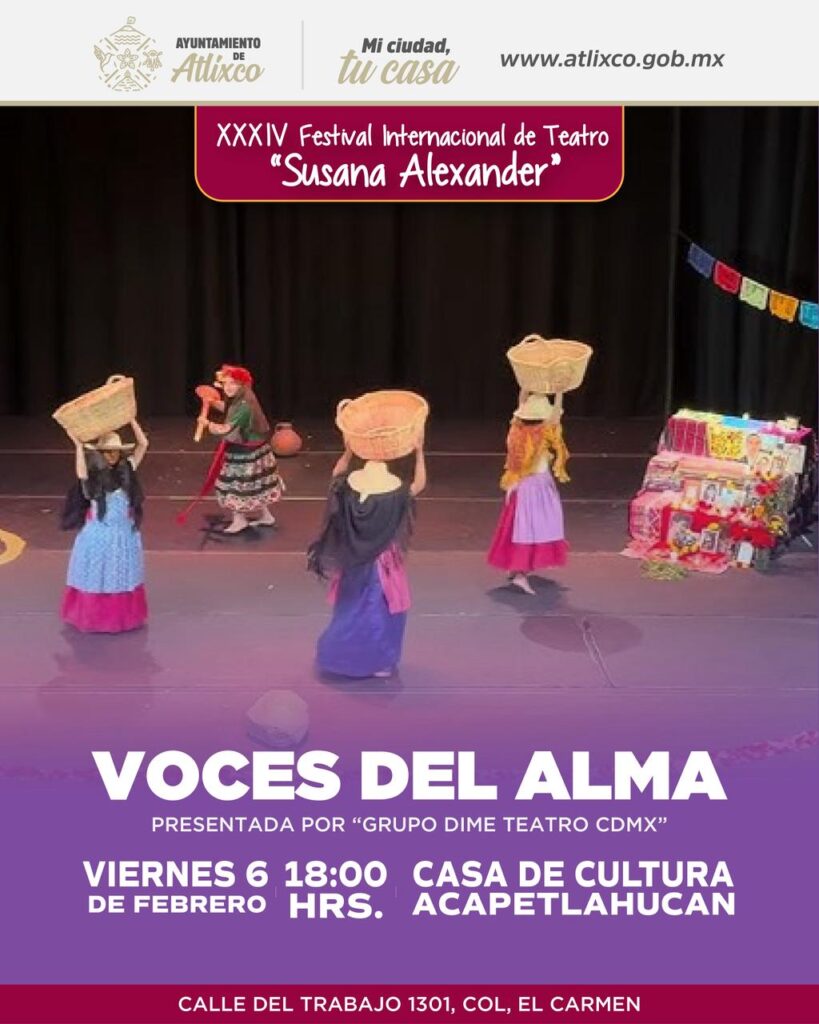 Este viernes iniciará el Festival Internacional de Teatro Susana Alexander en Atlixco