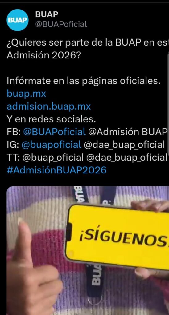 Pronto iniciará el proceso de admisión BUAP 2026