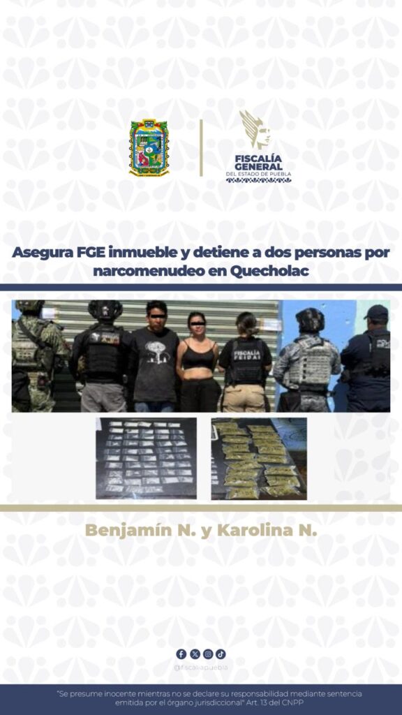 Detienen a dos por narcomenudeo en Quecholac