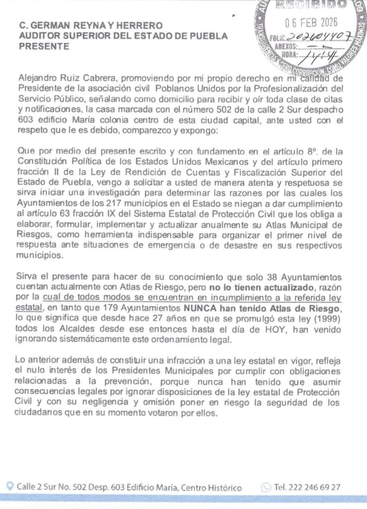 Piden castigar a ayuntamientos por incumplir con el atlas de riesgos