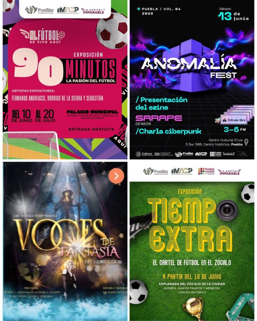 Ven a la Angelópolis y disfruta “Tiempo Extra”, los carteles del fútbol en el zócalo