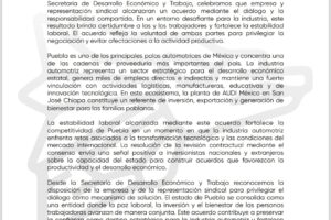 Gobierno del estado celebra acuerdo AUDI-base trabajadora para afianzar industria automotriz