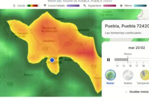 Prevén fuertes lluvias en Puebla capital este martes