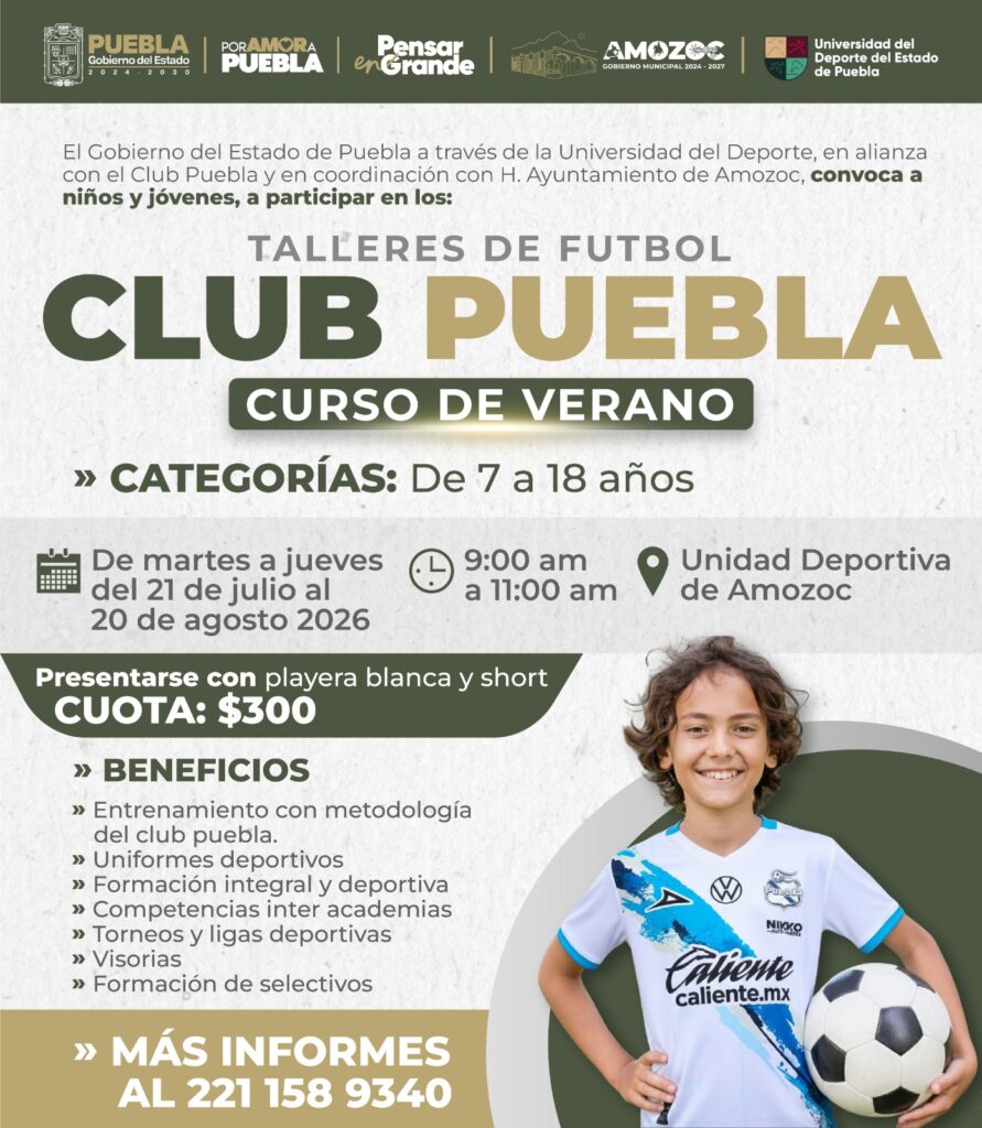 Ofrecen en Amozoc curso de Verano – talleres de Fútbol Club Puebla