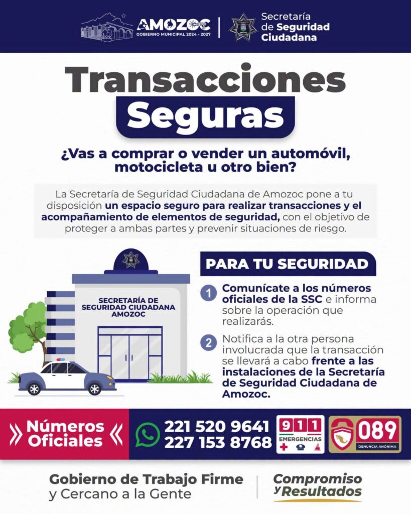 Secretaría de Seguridad Ciudadana Amozoc implementa Transacciones Seguras