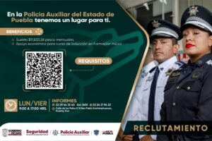Mantienen abierta convocatoria en la policía auxiliar de Puebla