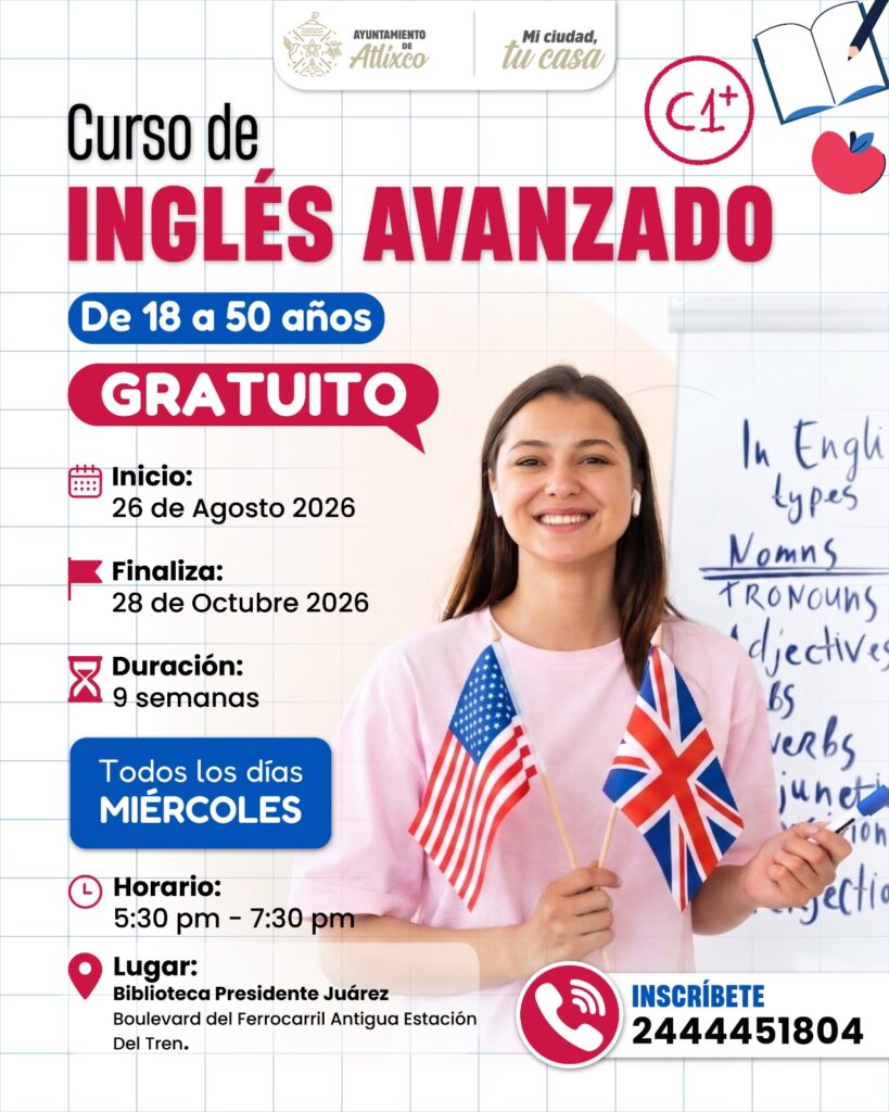 ¿Vives en Atlixco?: Anótate en los cursos gratuitos de inglés