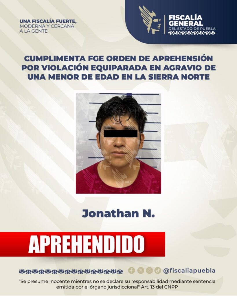 Jonathan violó a su alumna de 10 años en Camocuautla